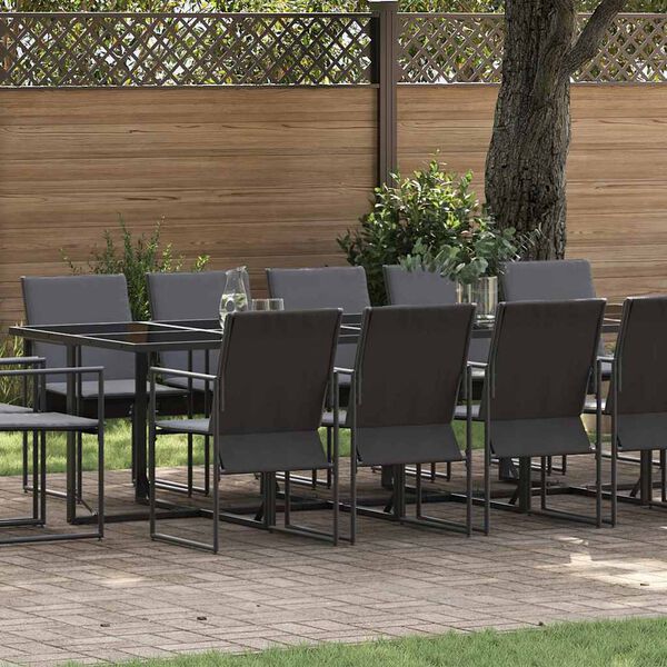 vidaXL Garden Dining Set 15 pcs Black Steel