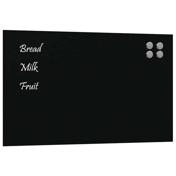 vidaXL Wall-mounted Magnetic Board Black 100x60 cm Tempered Glass