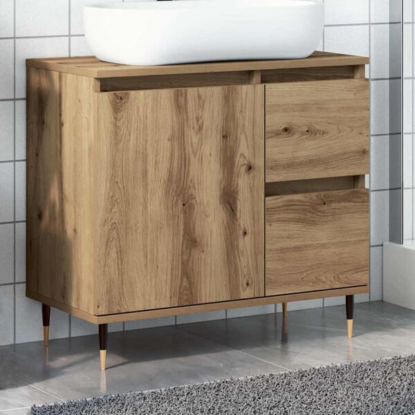 vidaXL Bathroom Cabinet Artisan Oak 65x33x60 cm Engineered Wood