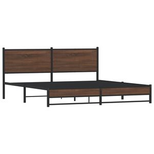 vidaXL Metal Bed Frame without Mattress Brown Oak 183x213 cm