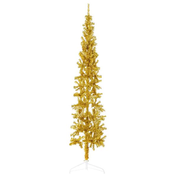 vidaXL Slim Artificial Half Christmas Tree with Stand Gold 180 cm