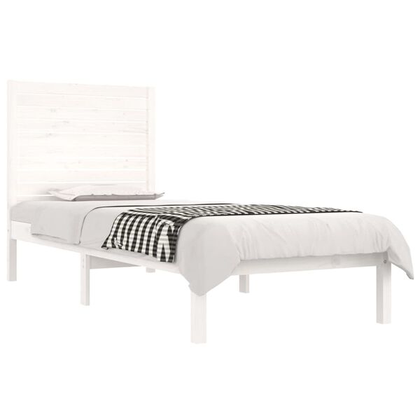 vidaXL Bed Frame without Mattress White 75x190 cm Small Single Solid Wood