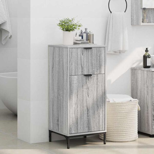 vidaXL Bathroom Cabinet with Drawer Grey Sonoma 39.5 x 36 x 88 cm