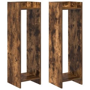 vidaXL Plant Stand Smoked Oak 30 x 30 x 100 cm Engineered Wood