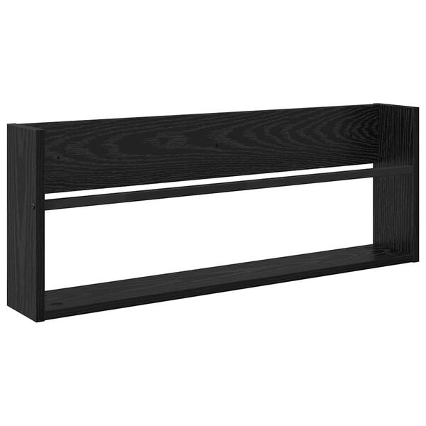 vidaXL Magazine Rack Black Oak 80 x 12 x 30 cm Engineered Wood