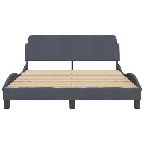 vidaXL Bed Frame "Dover" Dark Grey 135x190 cm Double Velvet