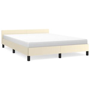 vidaXL Bed Frame with Headboard without Mattress Cream 140x190 cm