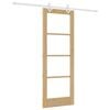 vidaXL Sliding Door 73.5 x 198.5 cm Solid Pine Wood and Glass Natural