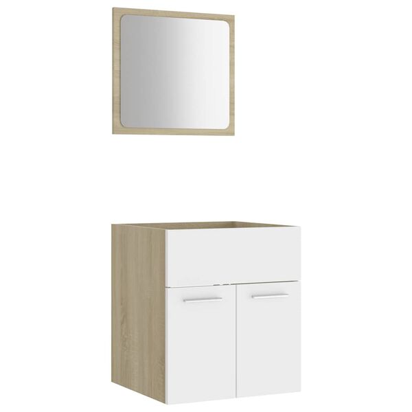 vidaXL 2 Piece Bathroom Furniture Set White and Sonoma Oak Engineered Wood