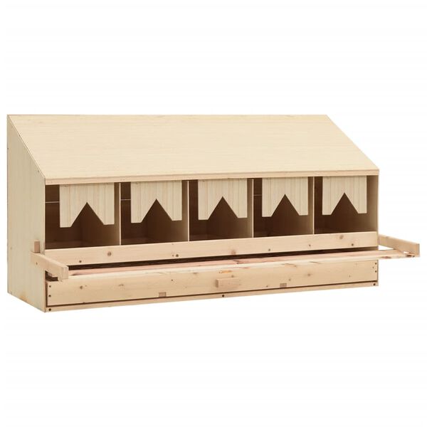 vidaXL Chicken Laying Nest 5 Compartments 117x33x54 cm Solid Pine Wood