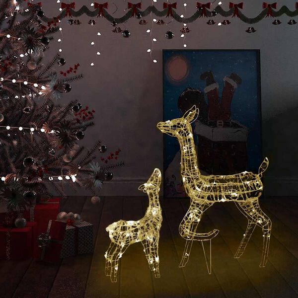 vidaXL Acrylic Reindeer Family Christmas Decoration 160 LED Warm White