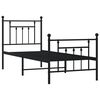 vidaXL Metal Bed Frame without Mattress with Footboard Black 75x190cm
