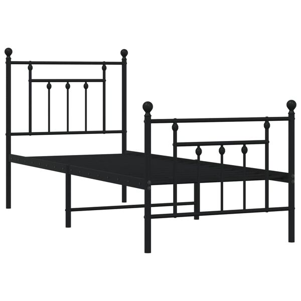 vidaXL Metal Bed Frame without Mattress with Footboard Black 75x190cm