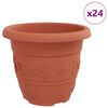 vidaXL Round Flower Pot 24 pcs Brick Red &Oslash; 30 x 25 cm Plastic
