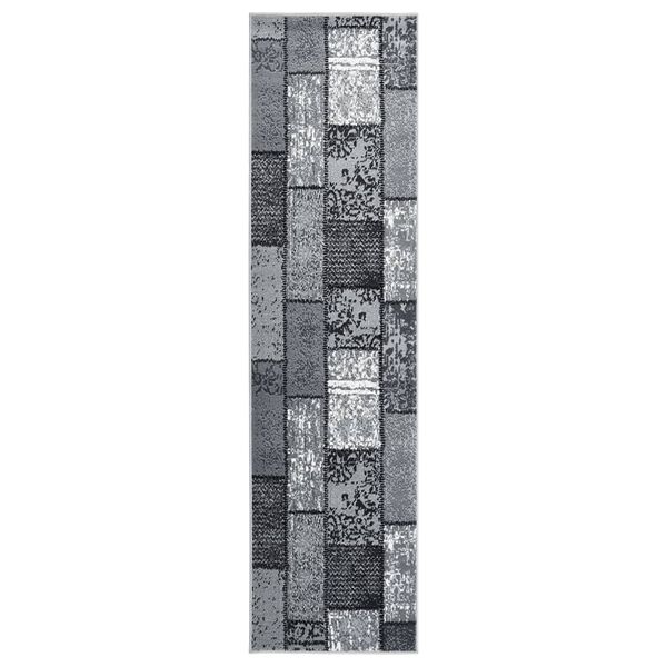 vidaXL Runner Rug BCF Grey with Block Pattern 100x500 cm