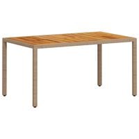 vidaXL Garden Table Beige 150x90x75 cm Poly Rattan Acacia Wood
