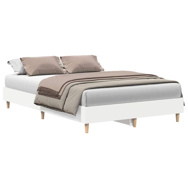 vidaXL Bed Frame No Mattress White 135x190 cm Double Engineered Wood