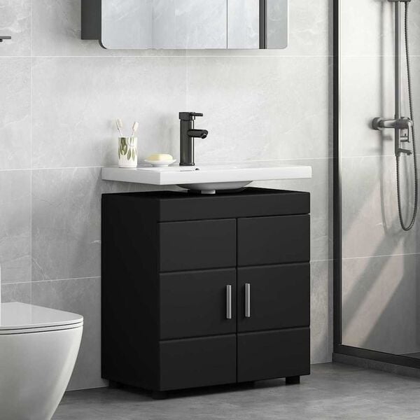 vidaXL Bathroom Cabinet Set with Storage TULUM Black 60 x 34 x 63 cm