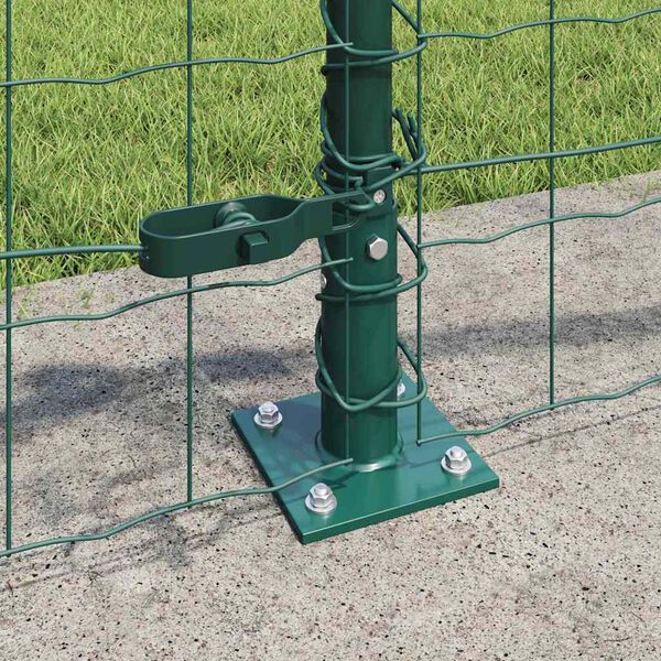 vidaXL Fence with Post Green 0.4 x 50 m Steel and PVC