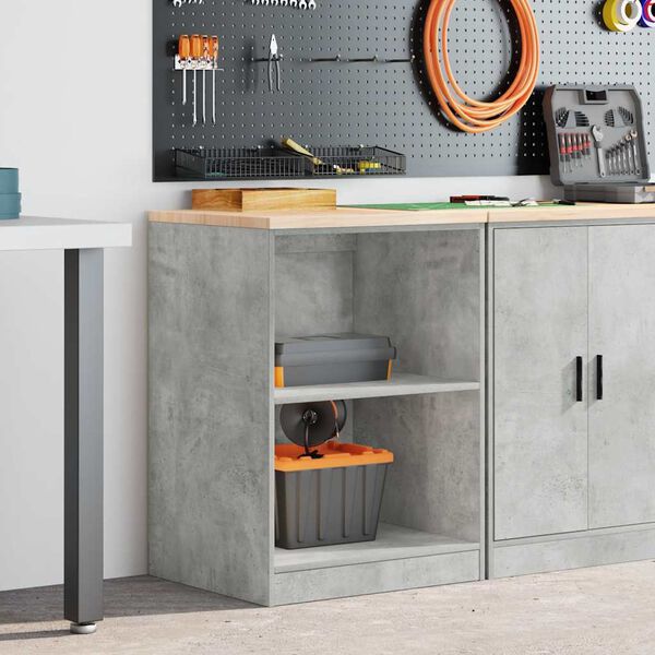 vidaXL Garage Storage Cabinet Concrete Grey 60x51x85 cm Solid Wood Pine