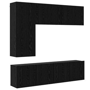 vidaXL TV Wall Unit Wall-mounted 5 pcs Black Oak Engineered Wood