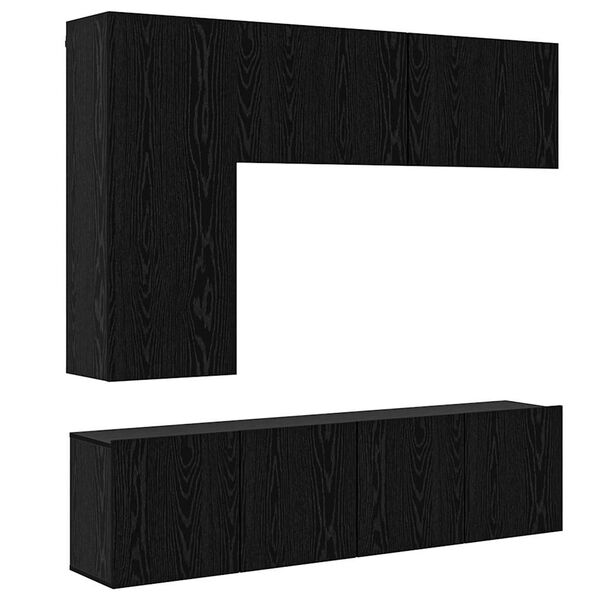 vidaXL TV Wall Unit Wall-mounted 5 pcs Black Oak Engineered Wood
