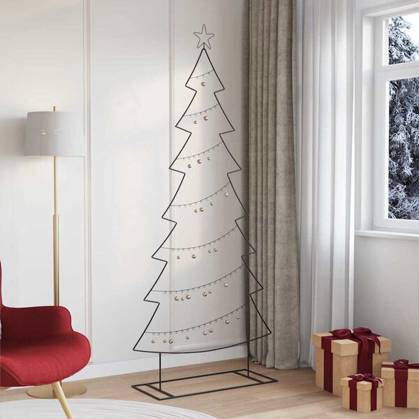 vidaXL Metal Christmas Tree with Stand Black 210 cm Steel