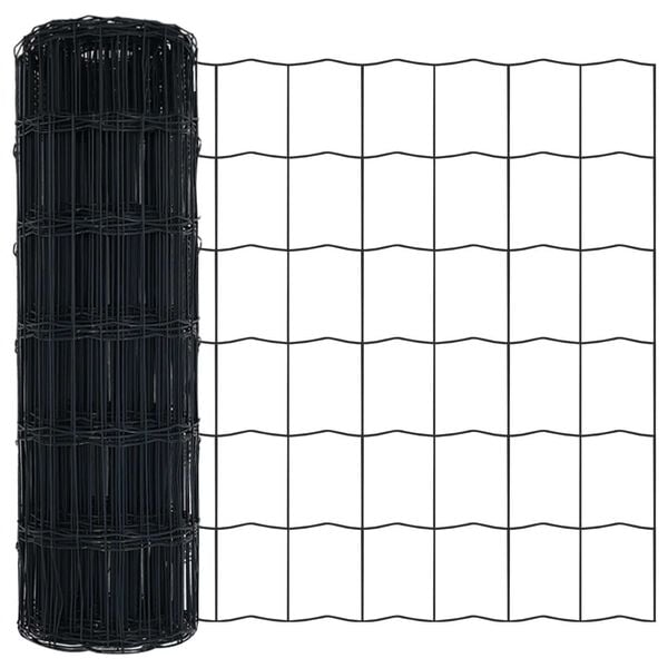 vidaXL Euro Fence Grey 0.8 x 10 m PVC-coated iron