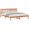 vidaXL Bed Frame with Headboard Wax Brown 200 x 200 cm Solid Pine Wood
