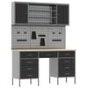 vidaXL Work Cabinet with Drawer 8 pcs Black Engineered Wood and Steel