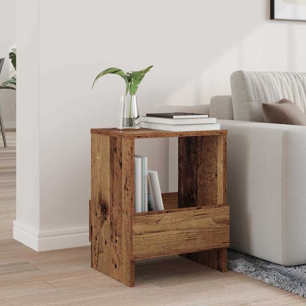vidaXL Magazine Rack Old Wood 35 x 30 x 45 cm