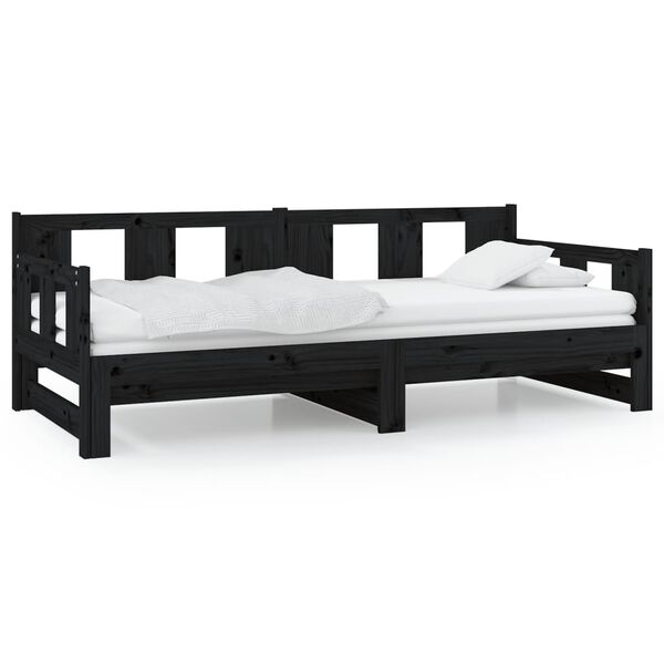 vidaXL Pull-out Day Bed without Mattress Black 2x(80x200) cm