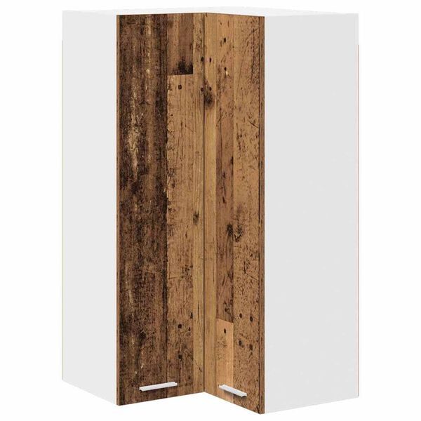 vidaXL Hanging Cabinet with Door Old Wood and White 57 x 57 x 100 cm