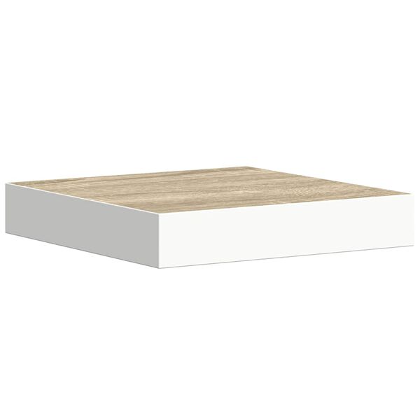 vidaXL Floating Wall Shelf Oak and White 23x23.5x3.8 cm MDF