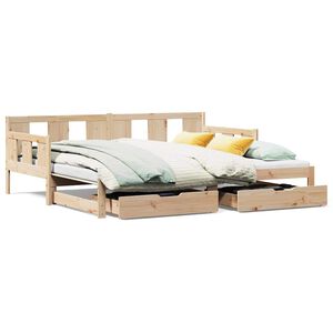 vidaXL Daybed with Trundle and Drawers without Mattress 90x200 cm