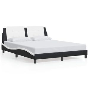 vidaXL Bed Frame without Mattress "Zadar" Black and White 160x200 cm Faux Leather