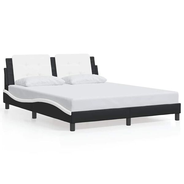 vidaXL Bed Frame without Mattress "Zadar" Black and White 160x200 cm Faux Leather