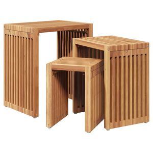 vidaXL Garden Side Table 3 pcs Brown 33 x 44.5 x 51 cm Solid Teak Wood