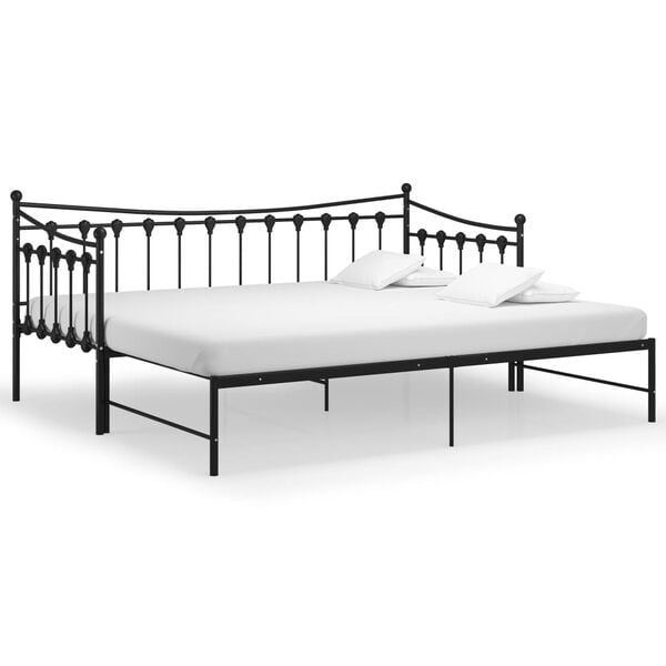 vidaXL Pull-out Sofa Bed Frame without Mattress Black Metal 90x200 cm