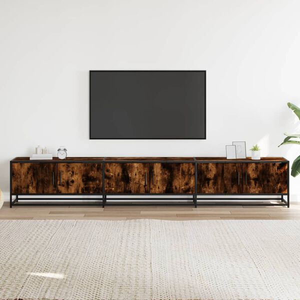 vidaXL TV Cabinet Smoked Oak 240x35x41 cm Engineered Wood