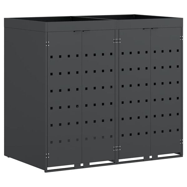 vidaXL Wheelie Bin Storage for 2 Bins Anthracite 136 x 77.5 x 121.5 cm