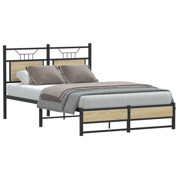 vidaXL Bed Frame without Mattress Sonoma Oak 120x190 cm Small Double Engineered Wood