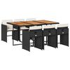 vidaXL 7 Piece Garden Dining Set with Cushions Black Poly Rattan