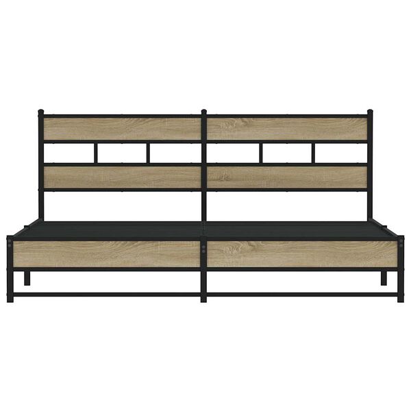 vidaXL Metal Bed Frame without Mattress Sonoma Oak 180x200 cm Super King