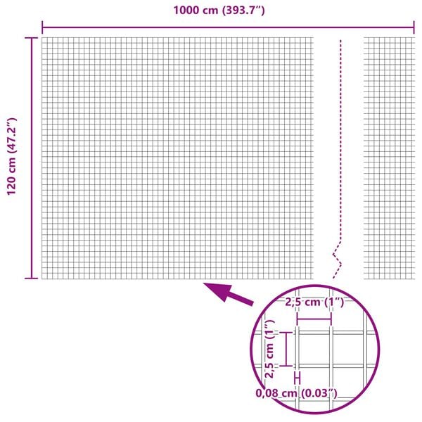 vidaXL Welded Wire Fence Silver 1.2 x 10 m
