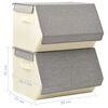 vidaXL Stackable Storage Boxes with Lid Set of 2 pcs Fabric Grey&Cream