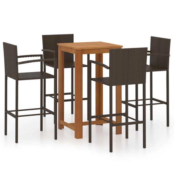 vidaXL 5 Piece Garden Bar Set Brown
