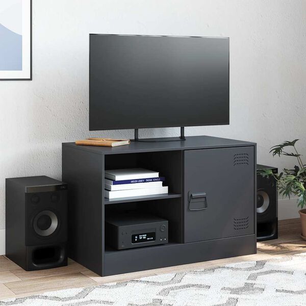 vidaXL TV Cabinet Black 67x39x44 cm Steel