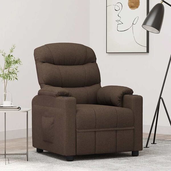 vidaXL Recliner Chair Dark Brown Fabric