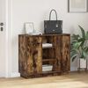vidaXL LED Sideboard Smoked Oak 90 x 32 x 75 cm Engineered Wood